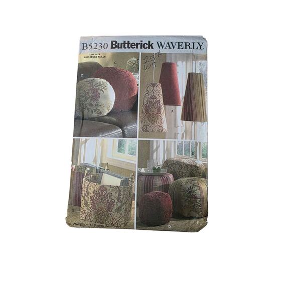 Butterick 5230 Sewing Pattern Waverly Light Shade Pillow In 2 Sizes, Footstool - Picture 1 of 2